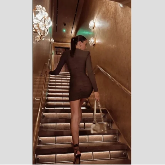 Zara Draped Brown Mini Dress NWT - Picture 11 of 15